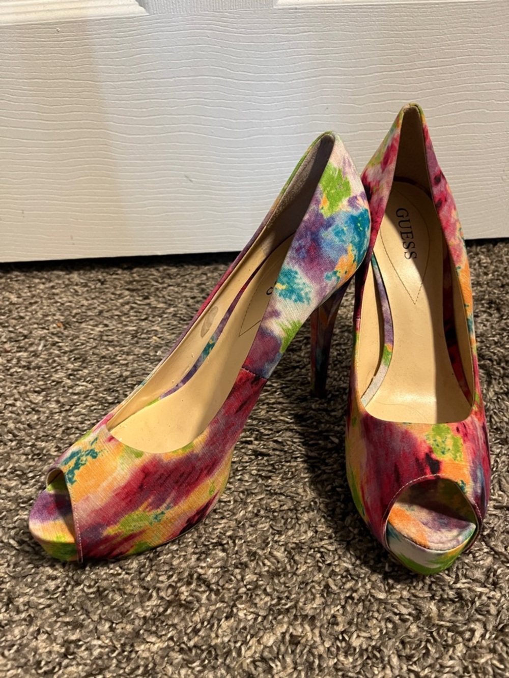 GUESS Multicolor Tie-Dye Peep-Toe Pumps